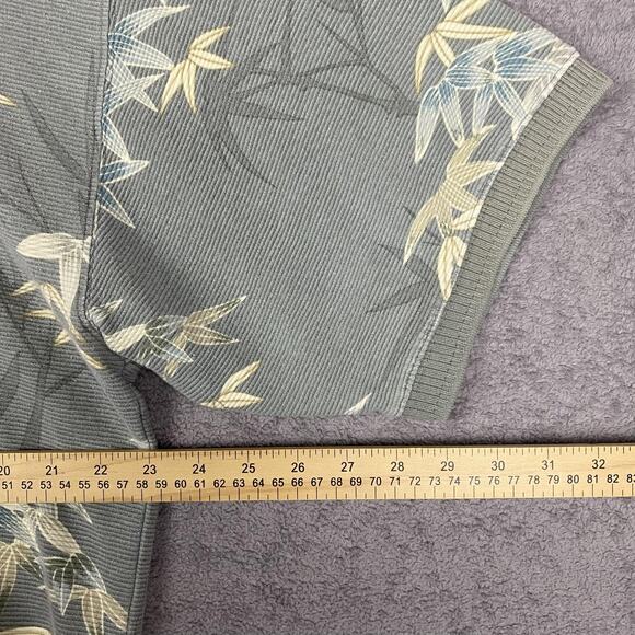 Tommy Bahama Polo Shirt Mens Large Gray Bamboo Leaf Hawaiian Tropical Cotton - Picture 13 of 15
